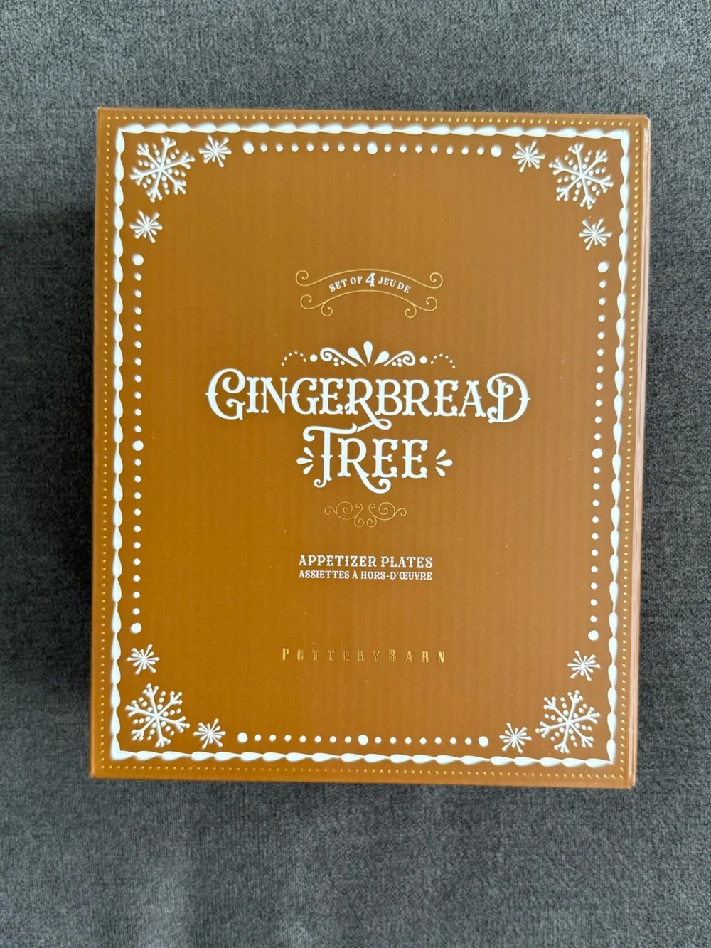 Pottery Barn Gingerbread Tree Stoneware Appetizer Plates - Set Of 4